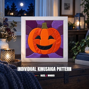 Molde Kinusaiga de Abóbora de Halloween, Iniciante, Arte em Tecido Sem Costura PDF + SVG, 2 Tamanhos
