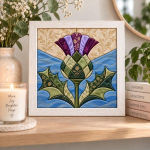 Thistle Kinusaiga Pattern PDF + SVG | Scottish Fabric Mosaic Template (6x6 & 8x8)