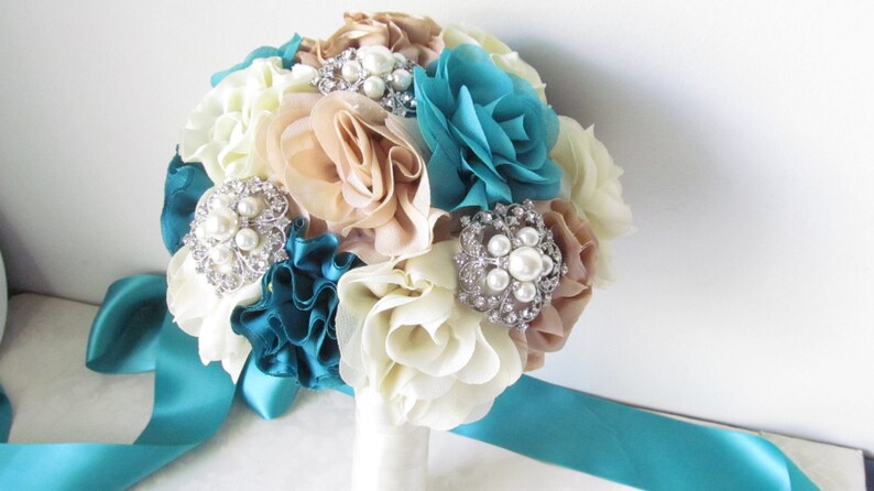 Bridal Fabric Bouquet Brooch Bouquet The Beatrice Bridal Bouquet