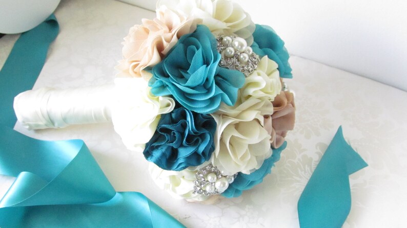 Bridal Fabric Bouquet Brooch Bouquet The Beatrice Bridal Bouquet
