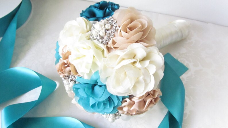Bridal Fabric Bouquet Brooch Bouquet The Beatrice Bridal Bouquet