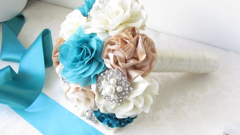 Bridal Fabric Bouquet Brooch Bouquet The Beatrice Bridal Bouquet