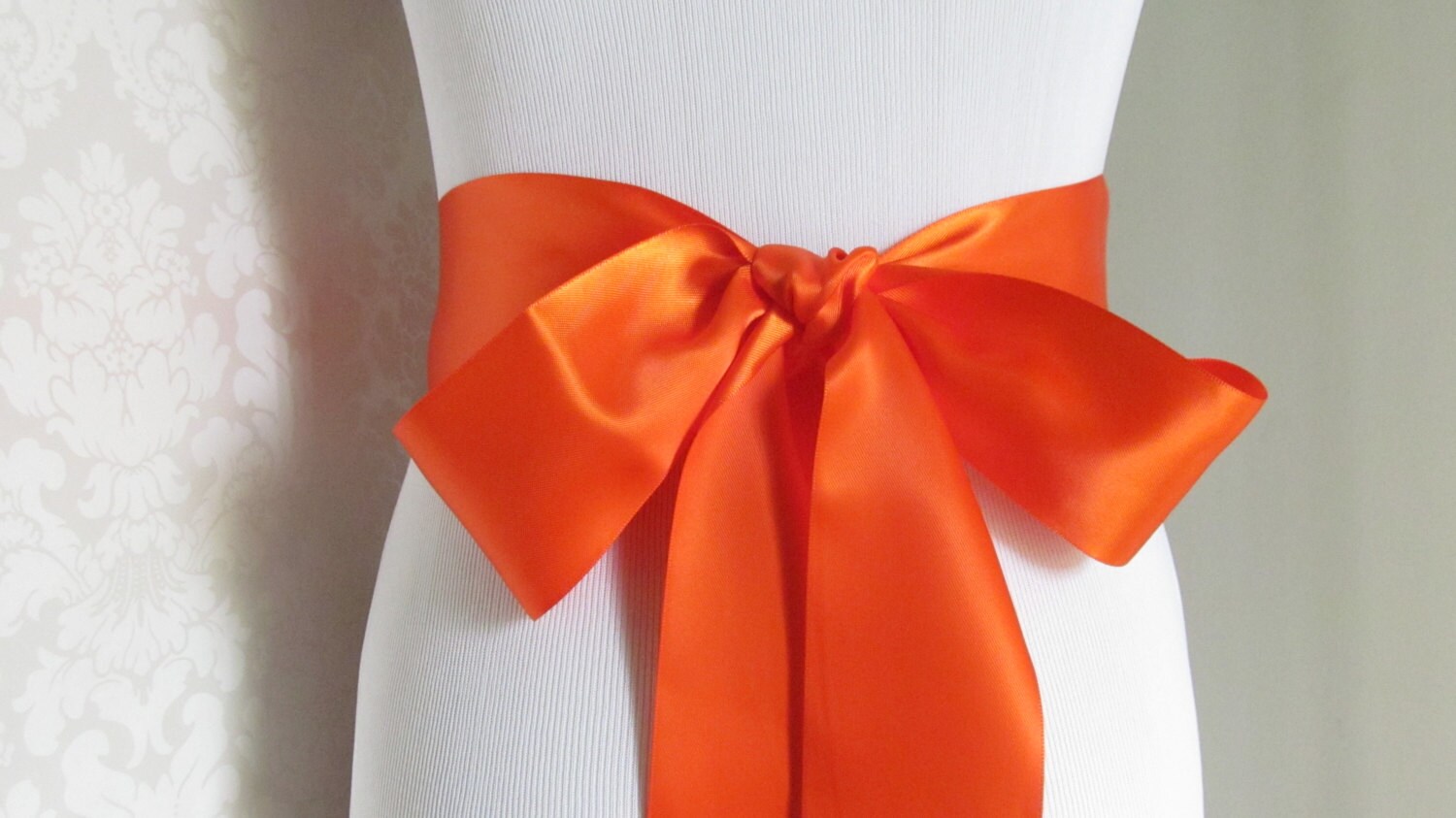 Orange Satin Ribbon Sash / Ribbon Sash / Satin Bridal Sash / Etsy