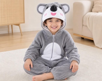 Koala-Kigurumi-Kostüm für Kinder, niedlicher Tier-Einteiler-Schlafanzug, Halloween-Kostüm für Babys und Kleinkinder