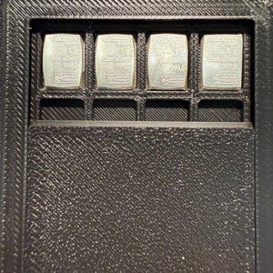 May include: Four rectangular 1g Valcambi Suisse fine silver 999.0 bars are secured in a black textured plastic storage case. Each silver bar features the brand name, weight, purity, and the Essayeur Fondeur hallmark clearly engraved on the front.