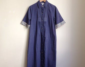 Chambray Snap Front Housecoat  - M/L