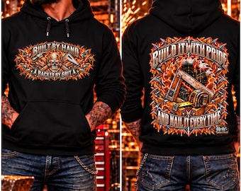 Built By Hand Hoodie Backed By Grit Blue Collar Hoodie Heavyweight Work Hoodie Carpenter Gift Construction Hoodie
