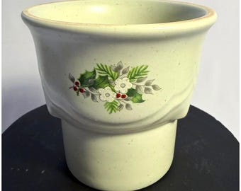 Vtg Pfaltzgraff Christmas Heirloom Hurricane Lamp Base Votive Candle Holder