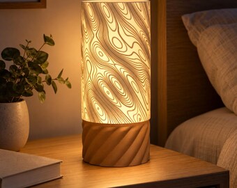 Lampe de chevet topographique, courbes de niveau lumineuses, lampe E27 design, cadeau randonneur