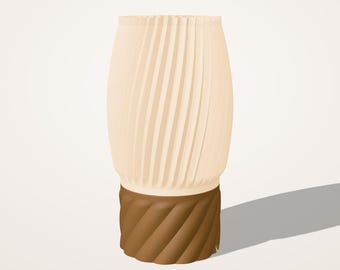 Lampe d’ambiance plissée imprimée 3D - lampe de chevet design, abat-jour plissé, douille E27