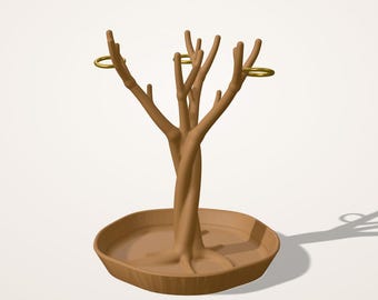 Arbre à bijoux tressé imprimé 3D - porte-bagues et vide-poche, présentoir colliers et boucles d'oreilles