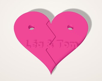 Porte-clés cœur à partager personnalisés, duo pour couple, cadeau Saint-Valentin