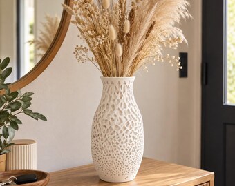 Grand vase design ajouré à double paroi pour fleurs séchées et pampa, 24,5 cm
