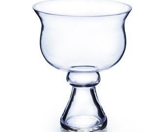Bowl Shaped Glass Vase on Stand - Clear Glass