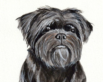 Affenpinscher Painting, Original Affenpinscher Watercolor Painting, Affenpinscher Art