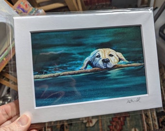 Golden Retriever Swimming Art