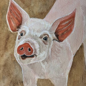 Pig Painting, Pig Art, Pig Decor, Watercolor Pig image 2
