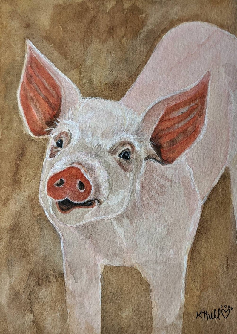 Pig Painting, Pig Art, Pig Decor, Watercolor Pig image 2