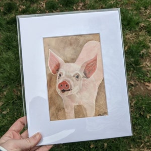 Pig Painting, Pig Art, Pig Decor, Watercolor Pig image 1