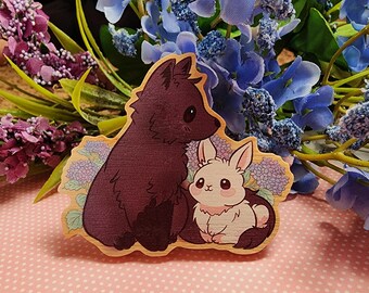 Wolf and Bunny Wooden Pin