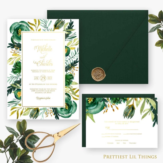 [Get 31+] Wedding Invitation Emerald Green Border Design