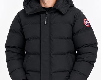 Winter Puffer Jacket, Hooded Down Coat, Warm Quilted Cold Weather Outerwear, Canada Goose inspired