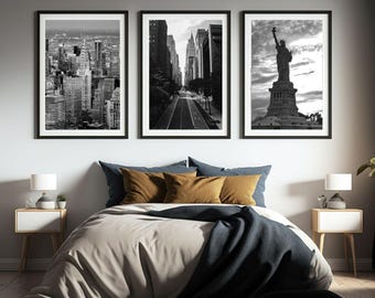 Conjunto de fotografías en blanco y negro de Nueva York / 12 láminas decorativas para pared /