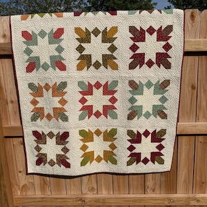 Trapunta autunnale patchwork fatta a mano, 100% cotone, trapuntata a macchina, morbida e accogliente (51x66)