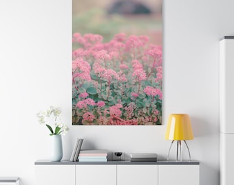 Vintage Pink Sedum Flowers Matte Canvas