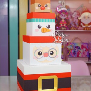 Christmas Stackable Cube Boxes | Santa Snowman Reindeer | SVG + Studio Cut File | Cricut - Silhouette Cameo
