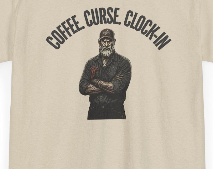Featured listing image: Coffee Curse Clock-in Tee | Vintage Bearded Barista Skull Graphic