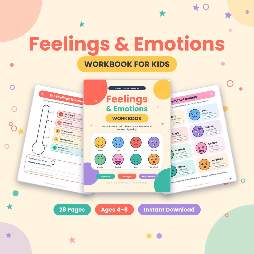 Feelings & Emotions Workbook for Kids | Printable Emotional Regulation ...