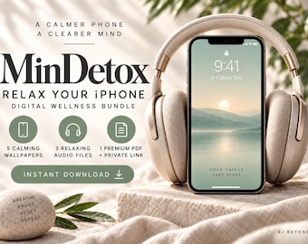 Digital Detox iPhone Kit | Calming Wallpapers Audio and Guide