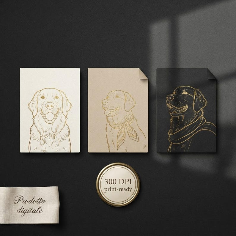 Graphic representation of the three digital JPG files included in the custom dog poster order