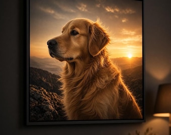 Personalized Cinematic Dog Portrait, Custom Movie Poster Gift, Digital Pet Print with Name, 3 Styles, Golden Neon Paw Way