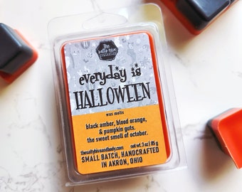 everyday is halloween wax melts - pumpkin wax melts - black amber, blood orange, pumpkin candle