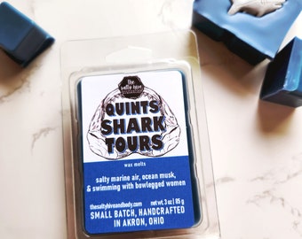 quints shark tours wax melts - jaws inspired wax melts - horror wax melts - jaws candle