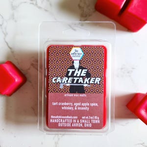 the caretaker - horror wax melts - the shining inspired - fall wax melts - halloween wax melts - tart cranberry, aged apple spice, whiskey