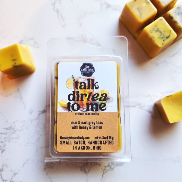 talk dirtea to me wax melts - iced tea, chia tea, earl grey, honey, lemon candle - funny candle - funny wax melts