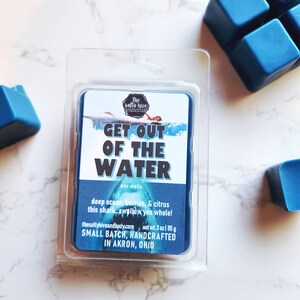 get out of the water! wax melts - jaws inspired wax melts - horror wax melts - jaws candle - the salty hive home and body