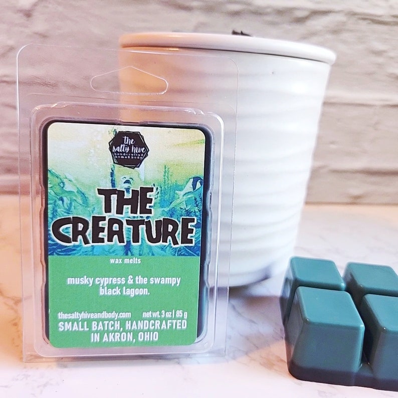 the creature wax melts - gillman - black lagoon inspired scent - cypress, black sea salt - the salty hive home and body