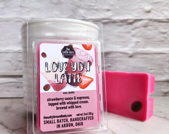 love you latte wax melts - strawberry latte - strawberry mocha - strawberry coffee scent