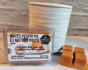 sweet potato pie & i shut my mouth wax melts - sweet pototo wax melts - funny fall candle - brown sugar, marshmallow