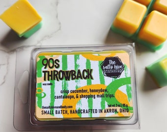 90s throwback wax melts - nostalgic 90s cucumber melon mall inspired scent