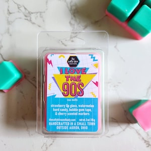 i love the 90&#39;s wax melts - nostalgic 90s inspired scent - lipsmackers - jolly ranchers - scented markers