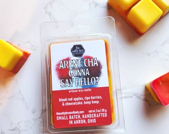 aren't cha gonna say hello? horror wax melts - it pennywise inspired - strawberry cheesecake, apple