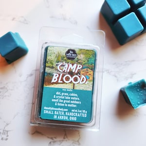 camp blood wax melts - horror wax melts - friday the 13th melts - camp crystal lake - the salty hive home and body