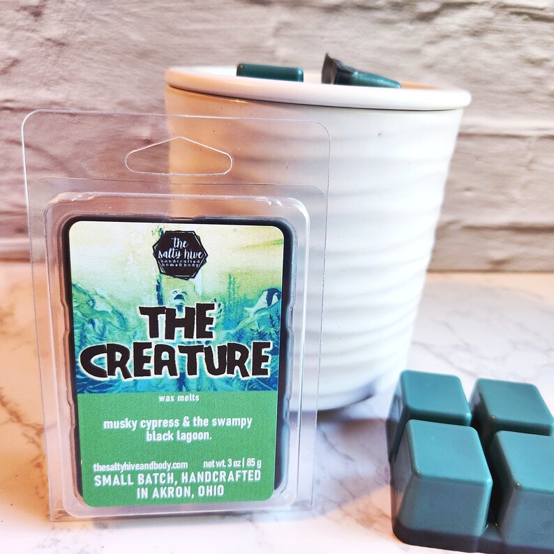 the creature wax melts - gillman - black lagoon inspired scent - cypress, black sea salt - the salty hive home and body