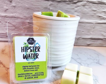 hipster water wax melts - iced tea, green tea, cucumber - herb wax melts - herby candle