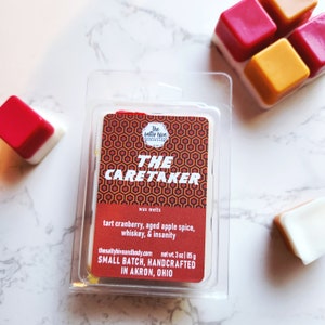 the caretaker - horror wax melts - the shining inspired - fall wax melts - halloween wax melts - cranberry, apple spice, whiskey - the salty hive home and body